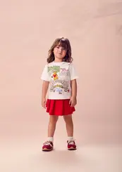 CONJUNTO BLUSA POOH E SHORT SAIA ANIMÊ P6940
