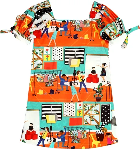 VESTIDO FEMININO MANGA BUFANTE ESTAMPADO PRECOCE - IVT2707