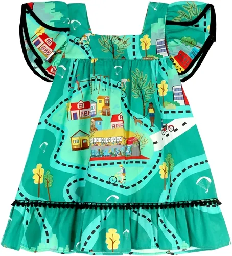 VESTIDO MANGAS ESTAMPA NOSSA CIDADE PRECOCE - MVT2668