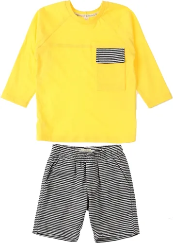CONJUNTO BL LISTRADO PRETO/AMARELO PRECOCE - MCJ2759