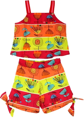 CONJUNTO AMARRAÇÃO LATERAL FLORES PESPONTADAS PRECOCE - LCJ2734