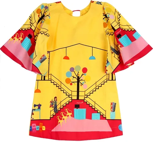 VESTIDO GODE BARRADO BRINCANDO DE COSTURAR PRECOCE - IVT2705