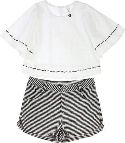 CONJUNTO CROPPED MANGA GODE E SHORT LISTRAS PRECOCE - LCJ2725