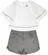 CONJUNTO CROPPED MANGA GODE E SHORT LISTRAS PRECOCE - LCJ2725